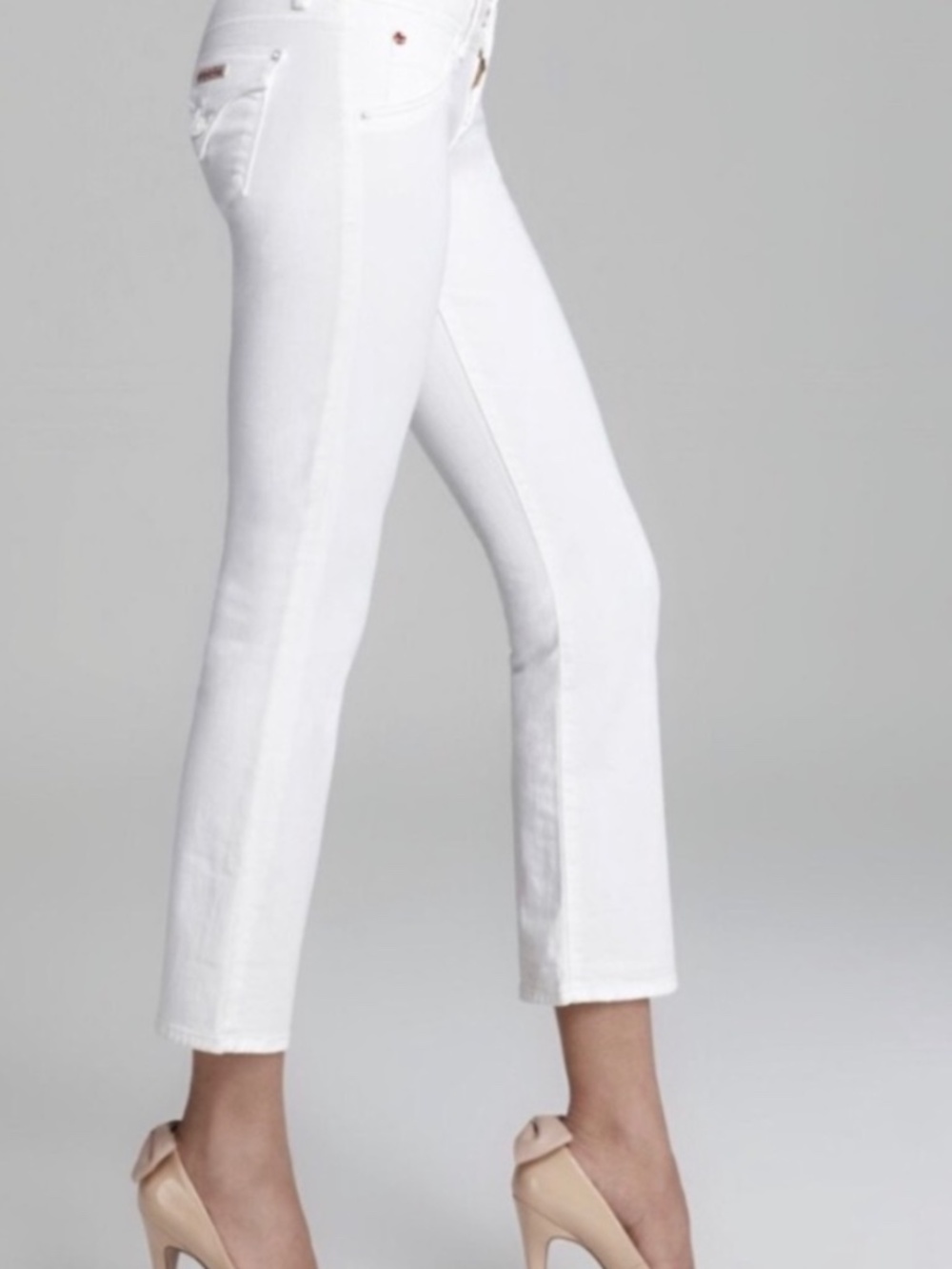 HUDSON Staple Summer Jeans Women's Sz 27 Beth Crop Baby Boot Flap Pockets, White